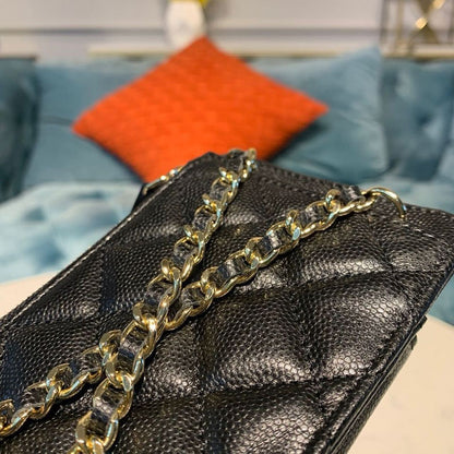 CHL Classic Cluth With Chain Black For Women, Women’s Wallet 7in/18cm AP0990