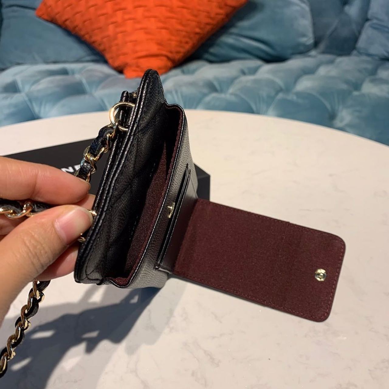 CHL Classic Cluth With Chain Black For Women, Women’s Wallet 7in/18cm AP0990