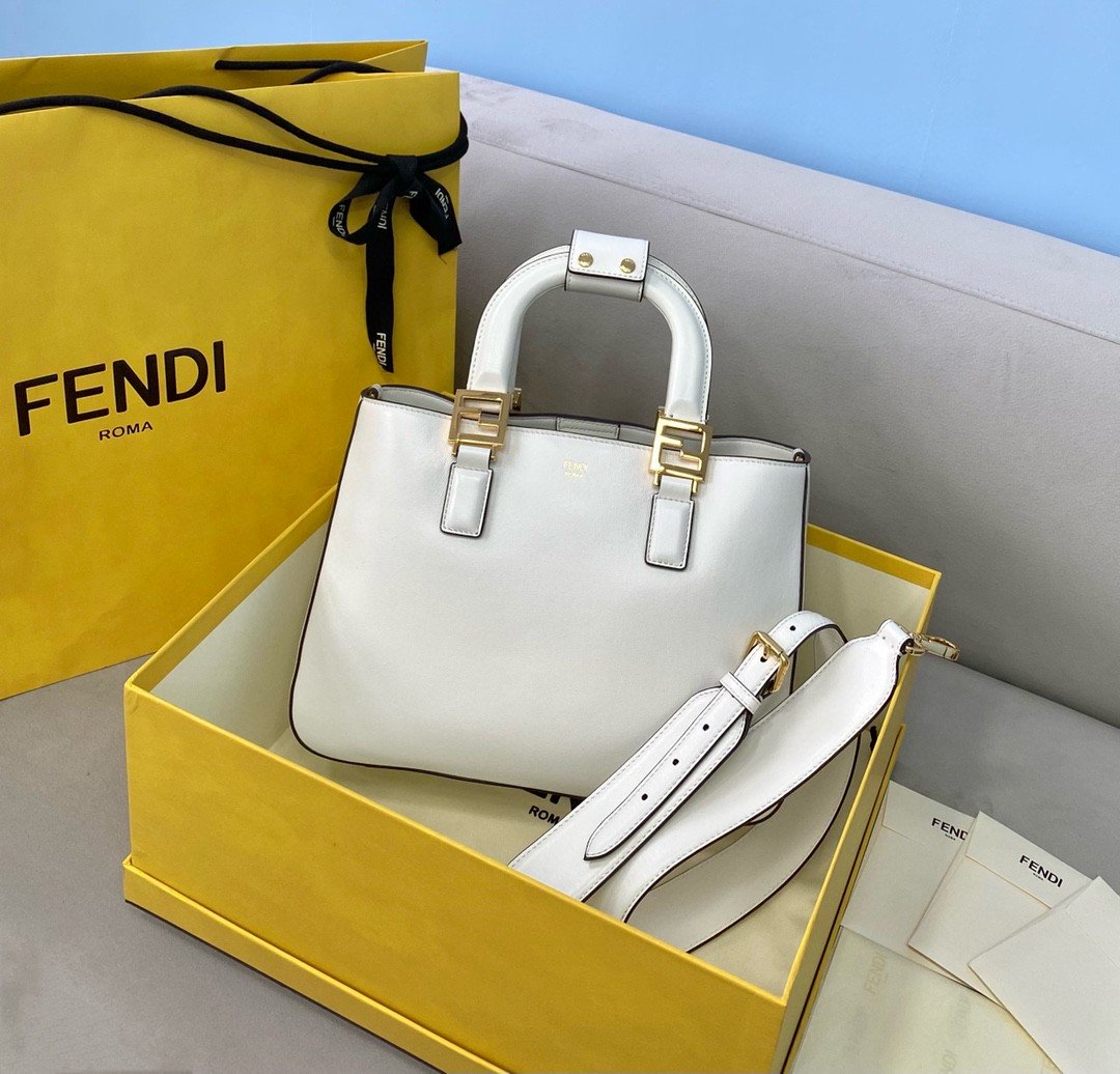 FI Small FF Tote Shoulder White Bag For Woman 30cm/12in