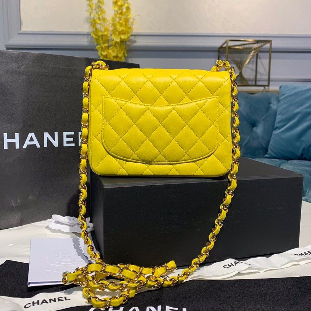 ChanelMini Flap Bag Yellow For Women, Women&#8217;s Bags, Shoulder And Crossbody Bags 6.7in/17cm A35200