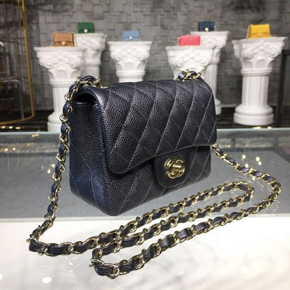 ChanelMini Flap Bag Caviar Black For Women, Women&#8217;s Bags, Shoulder And Crossbody Bags 6.7in/17cm A35200