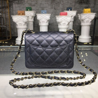 ChanelMini Flap Bag Caviar Black For Women, Women&#8217;s Bags, Shoulder And Crossbody Bags 6.7in/17cm A35200