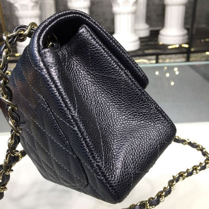 ChanelMini Flap Bag Caviar Black For Women, Women&#8217;s Bags, Shoulder And Crossbody Bags 6.7in/17cm A35200