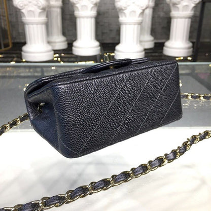 ChanelMini Flap Bag Caviar Black For Women, Women&#8217;s Bags, Shoulder And Crossbody Bags 6.7in/17cm A35200