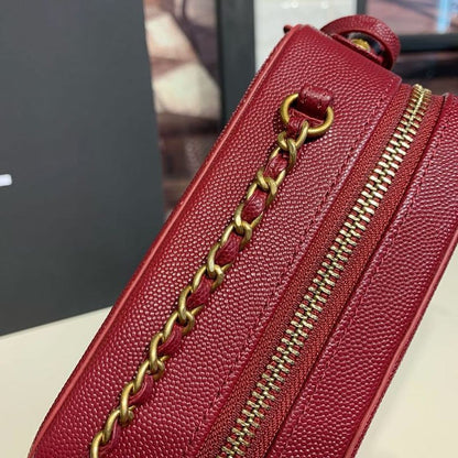 Chanel Filigree Vertical Vanity Case Bag Burgundy For Women, Women&#8217;s Handbags, Shoulder And Crossbody Bags 6.7in/17cm