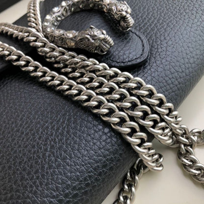gg Dionysus Mini Chain Bag Black Metal-Free Tanned For Women 8in/20cm gg 401231 CAOGN 8176