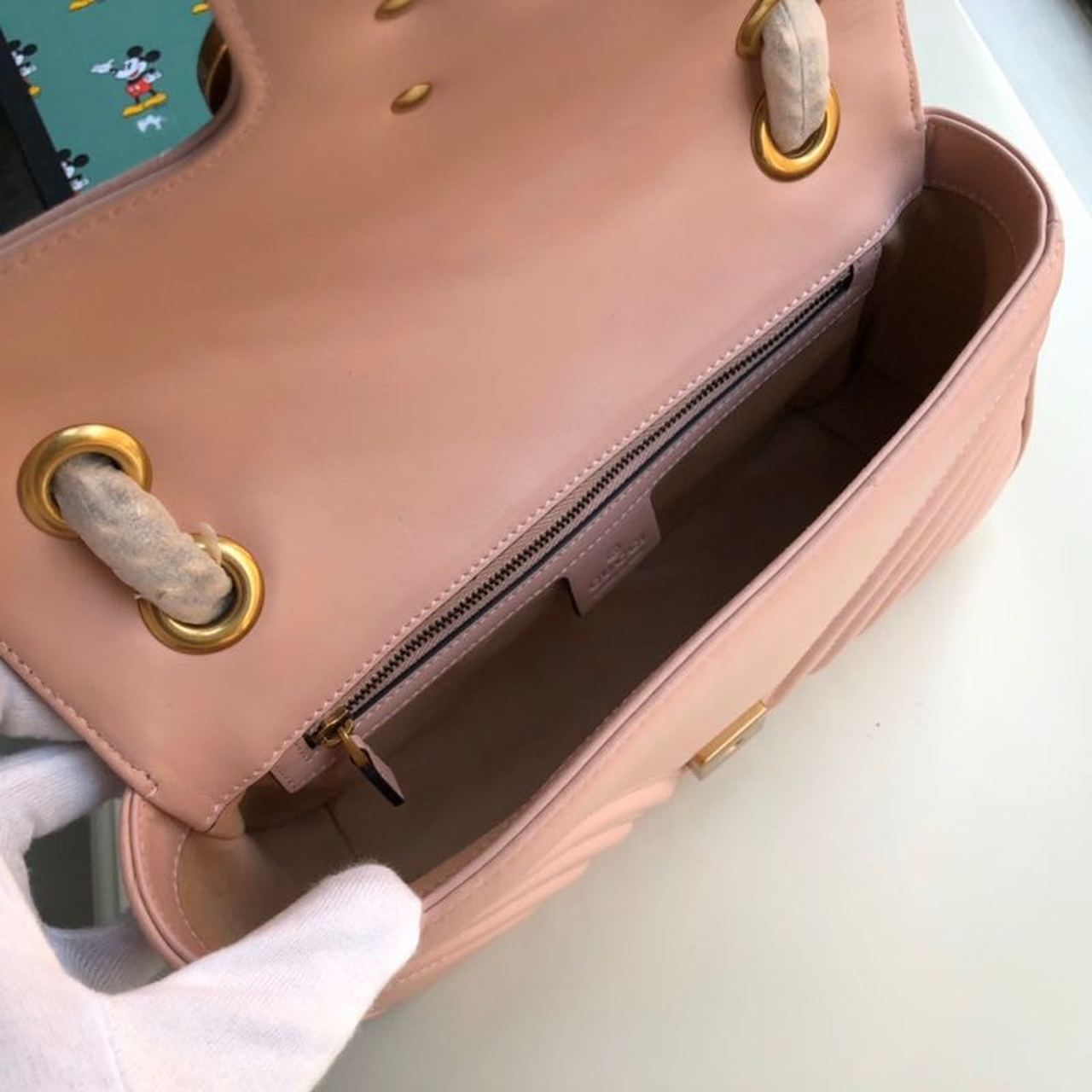 gg Marmont Small Matelassé Shoulder Bag Dusty Pink Matelassé Chevron For Women 10in/26cm gg 443497 DTDIT 5729