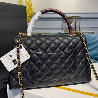 ChanelLarge Flap Bag With Top Handle Black For Women, Women’s Handbags, Shoulder And Crossbody Bags 11in/28cm A92991