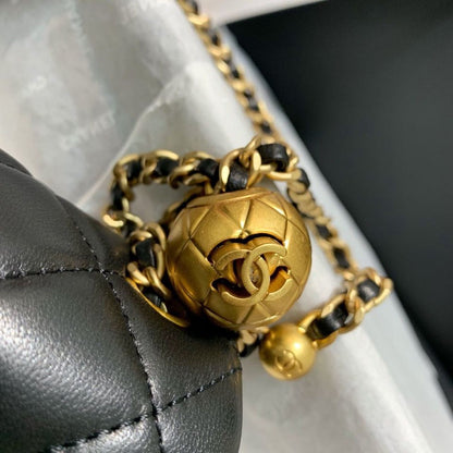 ChanelFlap Bag With ChanelBall On Strap Black For Women, Women&#8217;s Handbags, Shoulder And Crossbody Bags 7.8in/20cm AS1787