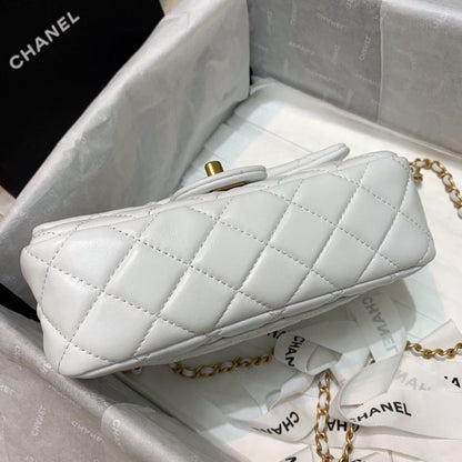 ChanelFlap Bag With ChanelBall On Strap White For Women, Women&#8217;s Handbags, Shoulder And Crossbody Bags 7.8in/20cm AS1787