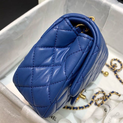 ChanelMini Flap Bag With ChanelBall On Strap Blue For Women, Women&#8217;s Handbags, Shoulder And Crossbody Bags 6.7in/17cm AS1786