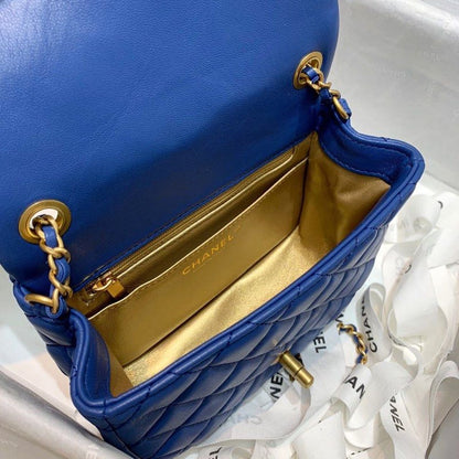 ChanelMini Flap Bag With ChanelBall On Strap Blue For Women, Women&#8217;s Handbags, Shoulder And Crossbody Bags 6.7in/17cm AS1786