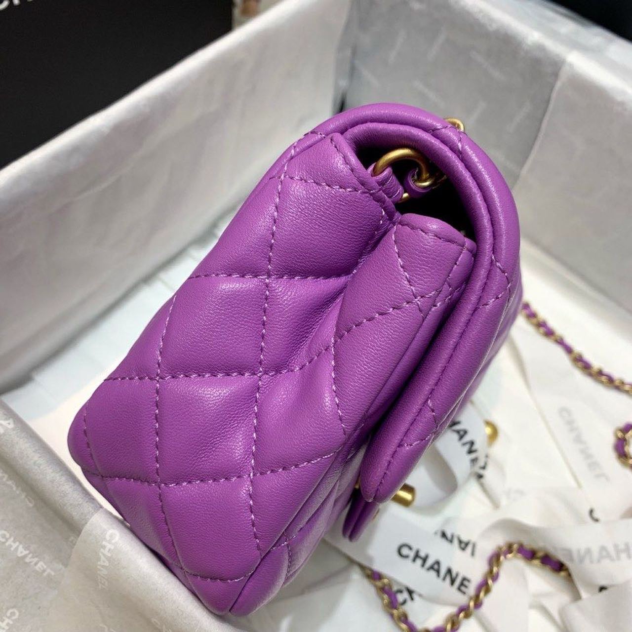 ChanelMini Flap Bag With ChanelBall On Strap Purple For Women, Women&#8217;s Handbags, Shoulder And Crossbody Bags 6.7in/17cm AS1786