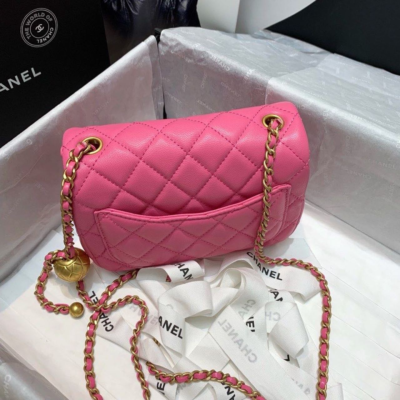 ChanelMini Flap Bag With ChanelBall On Strap PiNike For Women, Women&#8217;s Handbags, Shoulder And Crossbody Bags 6.7in/17cm AS1786