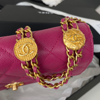 ChanelSmall Flap Bag Gold Hardware Plum For Women, Women’s Handbags, Shoulder Bags 7.5in/19cm AP2840