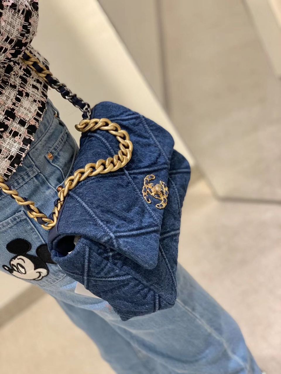 CHL 19 Handbag Denim Blue For Women, Women&#8217;s Flap Bag, Shoulder And Crossbody Bags 10.1in/26cm AS1160 B02876 N6832
