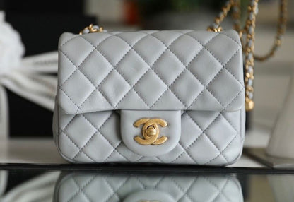 ChanelMini Flap Bag With ChanelBall On Strap Grey For Women, Women&#8217;s Handbags, Shoulder And Crossbody Bags 6.7in/17cm AS1786
