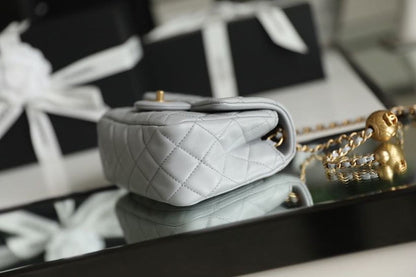 ChanelMini Flap Bag With ChanelBall On Strap Grey For Women, Women&#8217;s Handbags, Shoulder And Crossbody Bags 6.7in/17cm AS1786