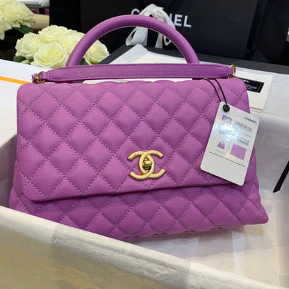 ChanelLarge Flap Bag With Top Handle Purple For Women, Women’s Handbags, Shoulder And Crossbody Bags 11in/28cm A92991