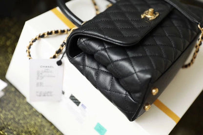 ChanelMedium Flap Bag With Top Handle Black For Women, Women’s Handbags, Shoulder And Crossbody Bags 9in/23cm A92990