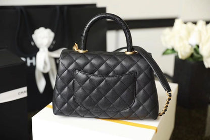 ChanelMedium Flap Bag With Top Handle Black For Women, Women’s Handbags, Shoulder And Crossbody Bags 9in/23cm A92990