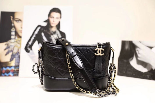 Chanel Gabrielle Hobo Bag 20cm Aged Calfskin Leather Spring/Summer Act 1 Collection,  Black