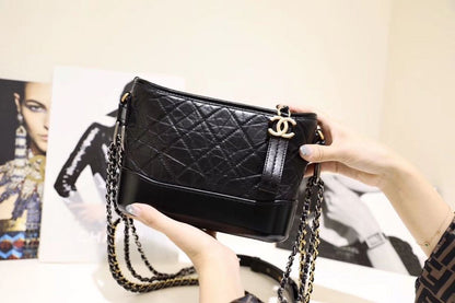 Chanel Gabrielle Hobo Bag 20cm Aged Calfskin Leather Spring/Summer Act 1 Collection,  Black