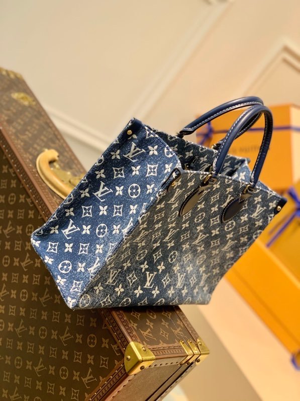 LV Onthego MM Tote Bag Navy Blue For Women 12.2in/31cm LV M59608