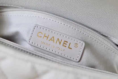 Chanel Coco With Top Handle Bag Gold Toned Hardware White For Women 9.4in/24cm