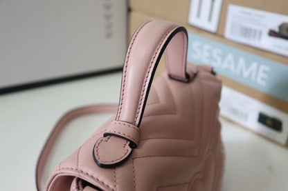 gg Marmont Mini Top Handle Bag Dusty Pink Matelassé  For Women 8.3in/21cm  547260 DTDIT 5729