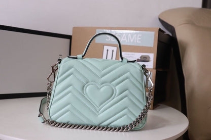 gg Marmont Mini Top Handle Bag Mint Green For Women 8.3in/21cm gg