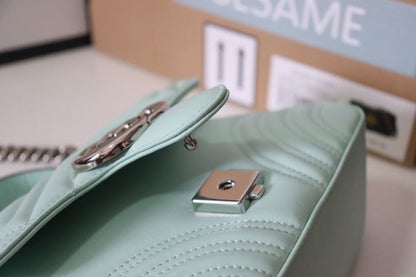 gg Marmont Mini Top Handle Bag Mint Green For Women 8.3in/21cm gg