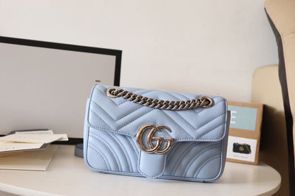 gg Marmont Matelassé Mini Bag Sky Blue For Women 8.5in/22cm gg