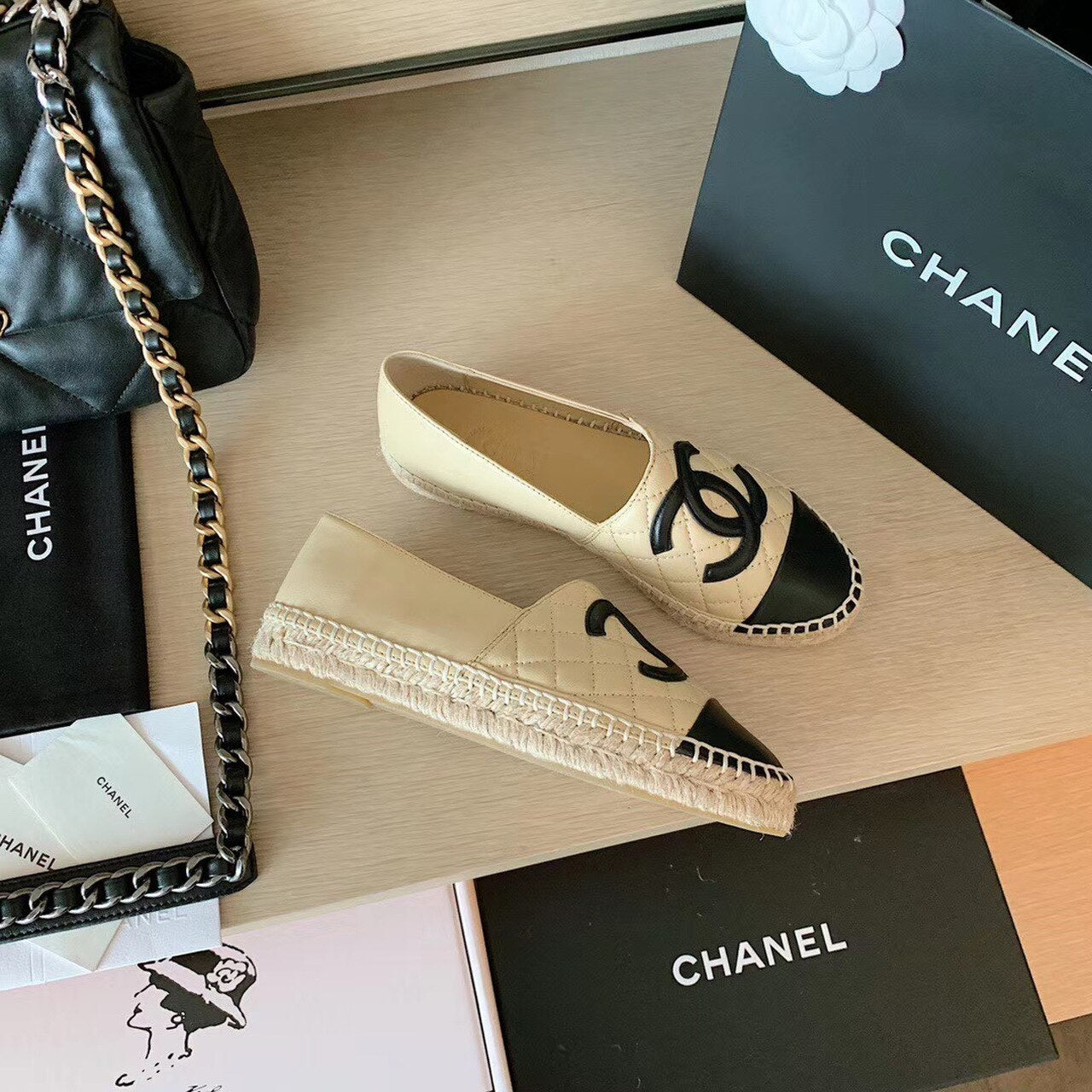 CHL BEIGE/BLACK ESPADRILLES