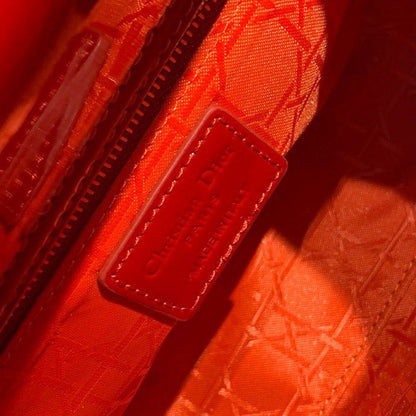 DI Small Lady Bag Cherry Red Patent Cannage For Women 20cm/8in CD M0531OWCB_M323