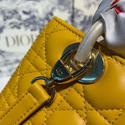 DI Medium Lady Bag Silver Hardware Yellow For Women 9.5in/24cm CD