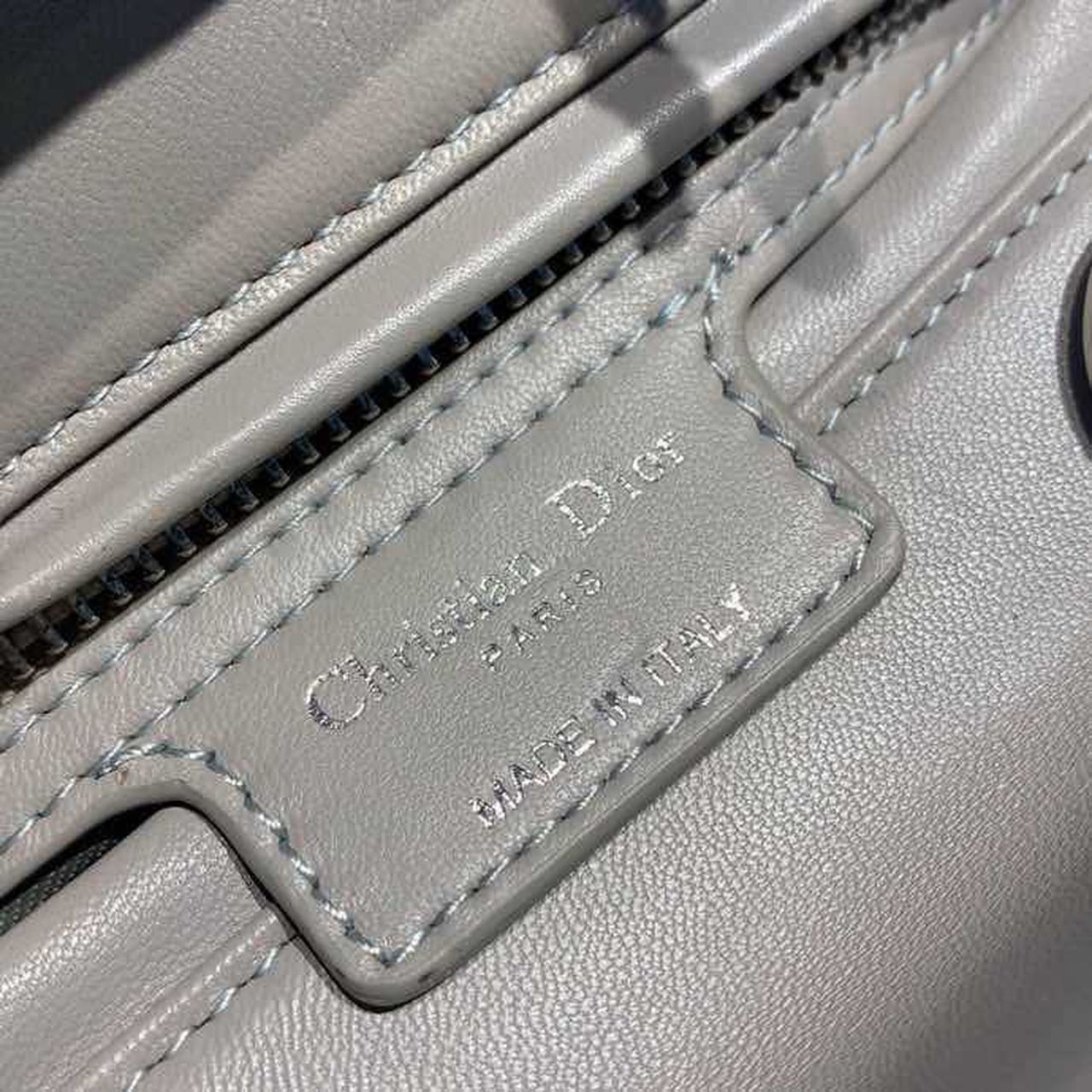 DI Medium Lady Bag Silver Hardware with Embellished Bag Strap Grey For Women 9.5in/24cm CD