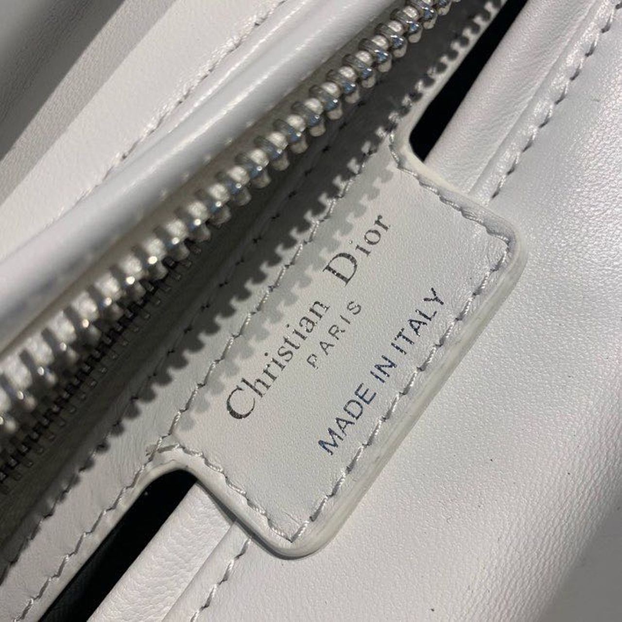 DI Medium Lady Bag Silver Hardware with Embellished Bag Strap White For Women 9.5in/24cm CD