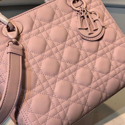 DI Medium Lady Bag Matte Hardware Powder Pink For Women 9.5in/24cm CD