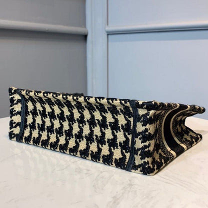 DI Mini Book Tote Bag Herringbone Embroidered Canvas For Women 22cm/9in CD