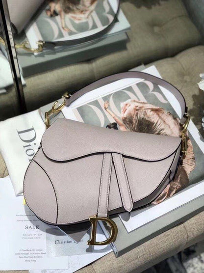 DI Saddle Bag Grained Canvas Light Pink For Women 19.5cm/7.6in CD