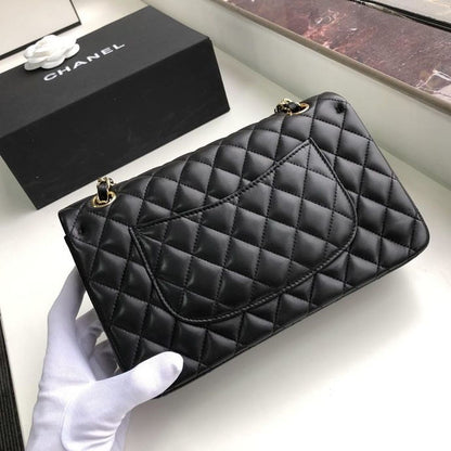 Chanel Classic Handbag Gold Toned Hardware Black For Women, Women’s Bags, Shoulder And Crossbody Bags 10.2in/26cm A01112