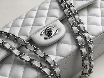 Chanel Classic HandBag White For Women 9.9in/25.5cm A01112