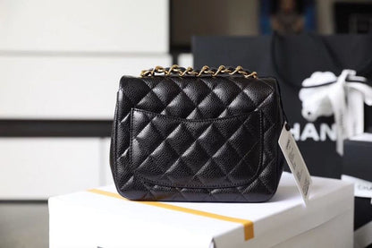Chanel Classic Mini Flap Bag Gold Toned Hardware Black For Women 6.7in/17cm