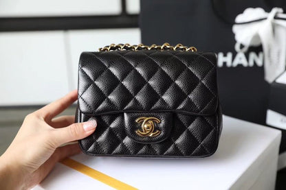Chanel Classic Mini Flap Bag Gold Toned Hardware Black For Women 6.7in/17cm
