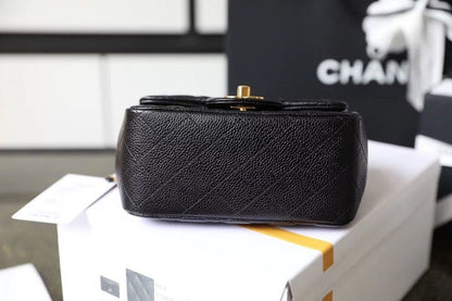 Chanel Classic Mini Flap Bag Gold Toned Hardware Black For Women 6.7in/17cm