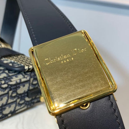 DI 30 Montaigne Box Bag Blue Oblique For Women17.5cm/7in FD Gold Toned Hardware CD