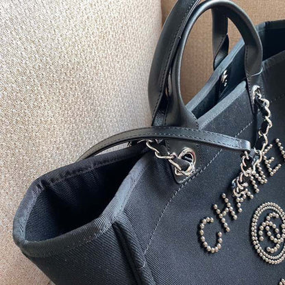 Chanel Large Deauville Pearl Tote Bag Black For Women, Women&#8217;s Handbags, Shoulder Bags 15in/38cm A66941