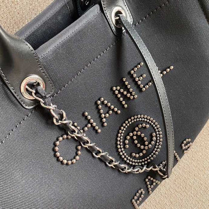 Chanel Large Deauville Pearl Tote Bag Black For Women, Women&#8217;s Handbags, Shoulder Bags 15in/38cm A66941