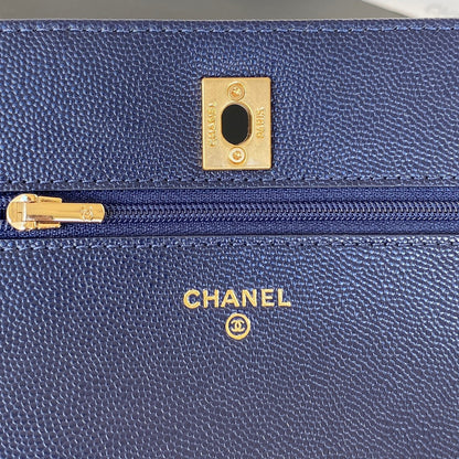 ChanelSmall Flap Bag Gold Hardware Navy Blue For Women, Women’s Handbags, Shoulder Bags 7.5in/19cm AP2840